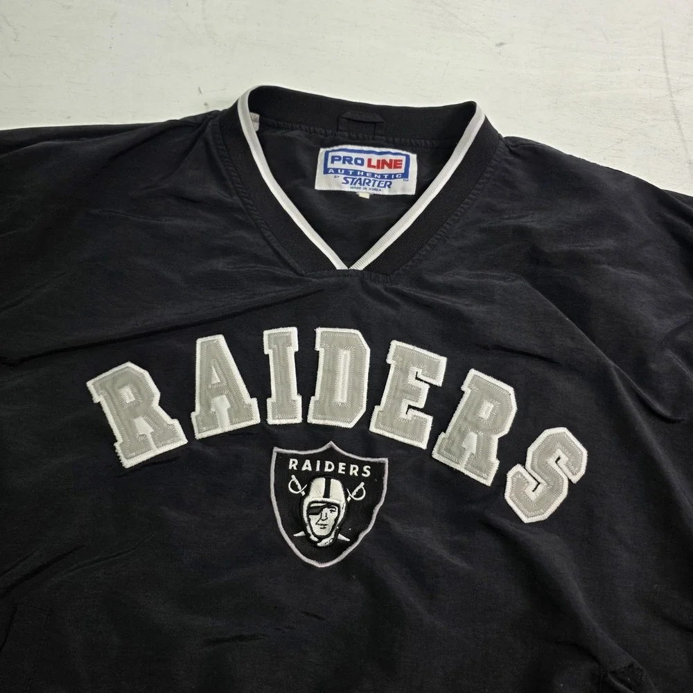 Vintage 90s Starter Pro‎ Line Oakland Raiders Jacket Mens XL V-neck Windbreaker